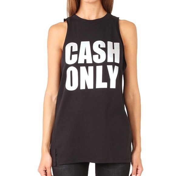 3.1 Phillip Lim Black “Cash Only” Tank Top - Picture 2 of 11